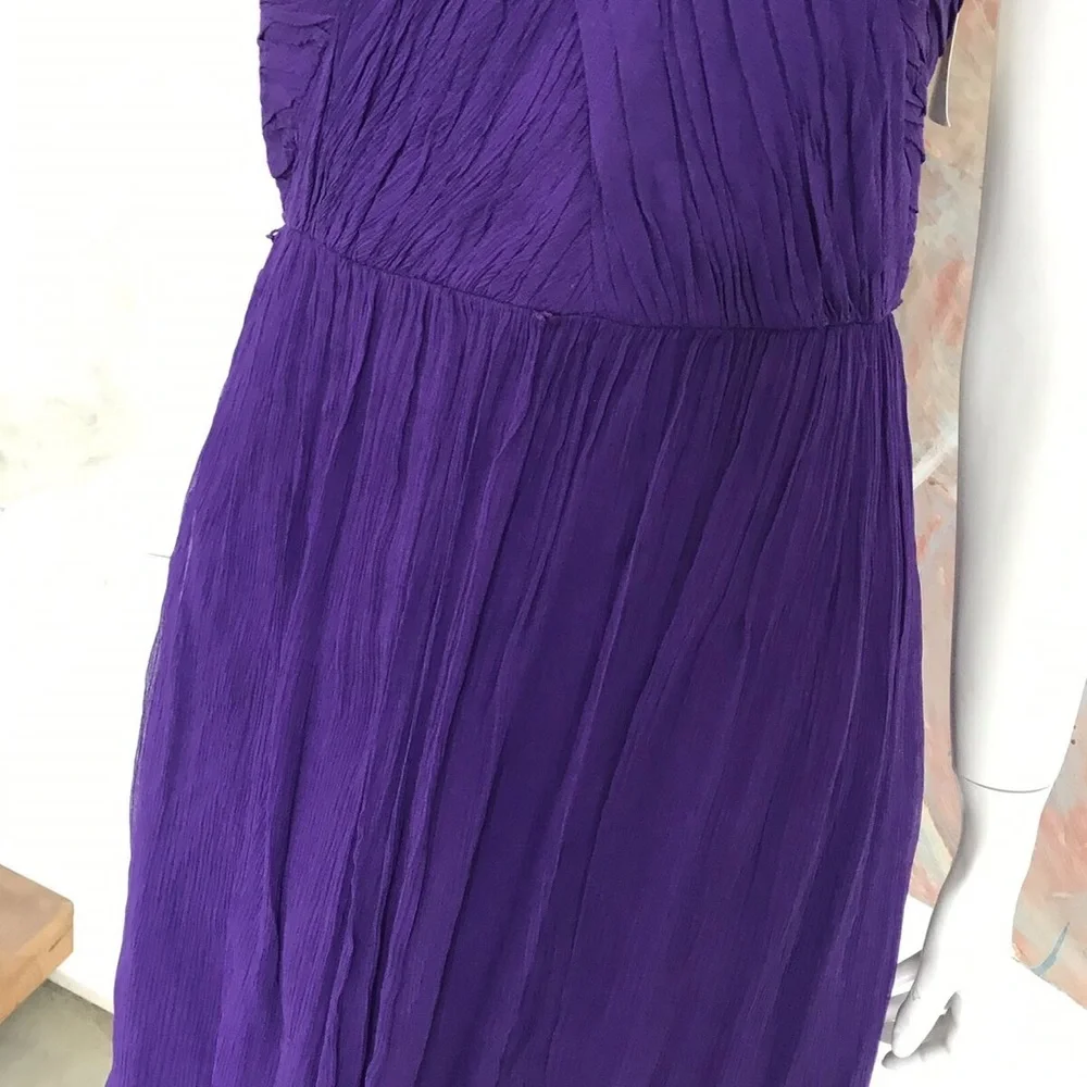 Donna Morgan 100% silk strapless draped Grecian dark purple cocktail dress - Picture 3 of 7